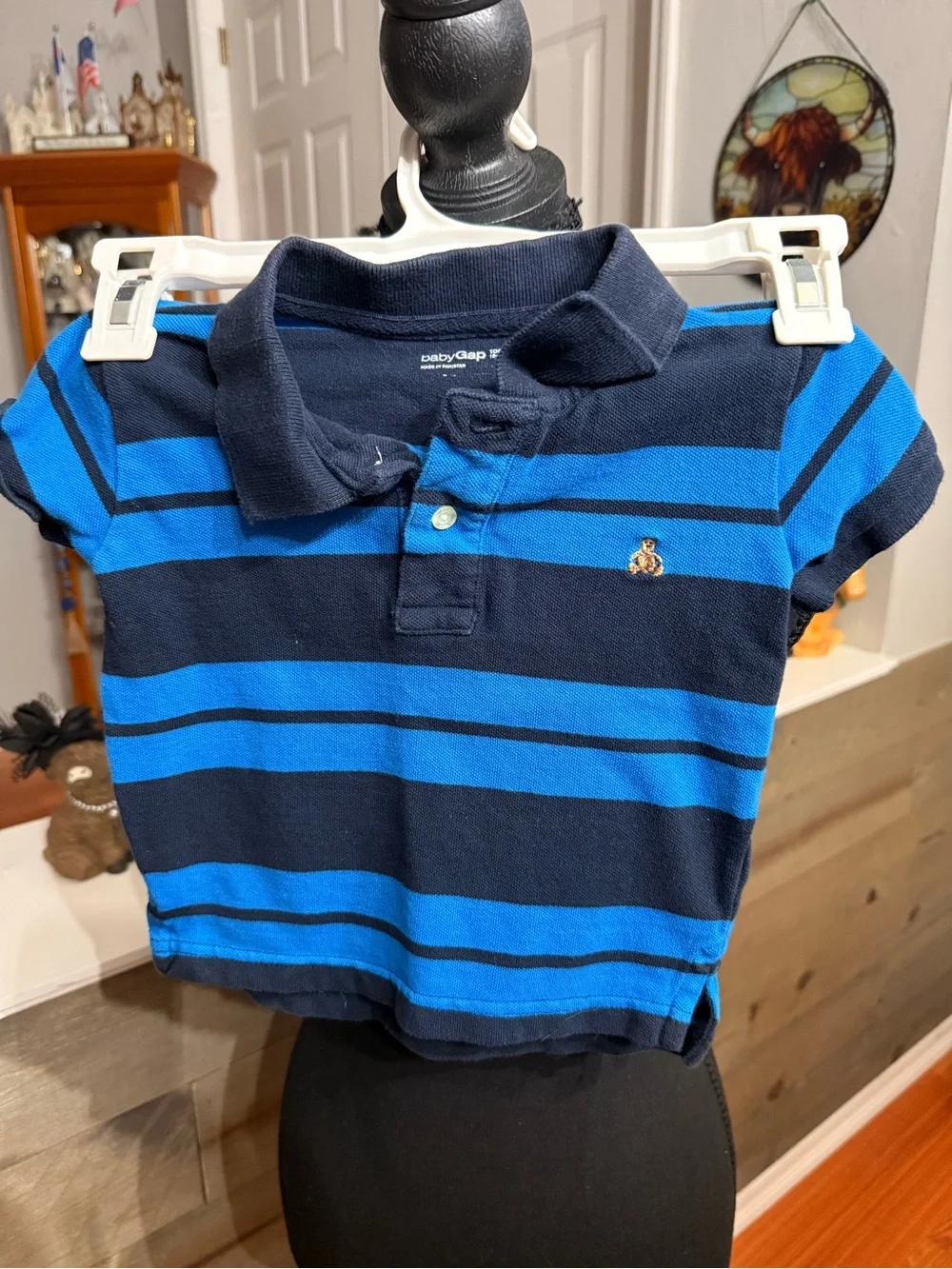 GAP Navy & Bright Blue Striped Polo